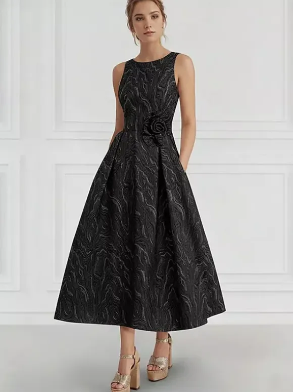 Bridal Mother Dress Jewel Neck 3/4 Length Sleeves Two-piece Flowers Wedding Guest Dresses
