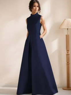 Bridal Mother Dress Jewel Neck Sleeveless A-Line Sash Floor-Length Guest Dresses For Wedding