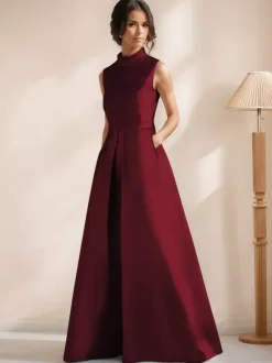 Bridal Mother Dress Jewel Neck Sleeveless A-Line Sash Floor-Length Guest Dresses For Wedding