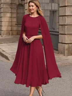 Bridal Mother Dress Jewel Neck Sleeveless Short Sash Guest Dresses For Wedding