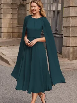 Bridal Mother Dress Jewel Neck Sleeveless Short Sash Guest Dresses For Wedding