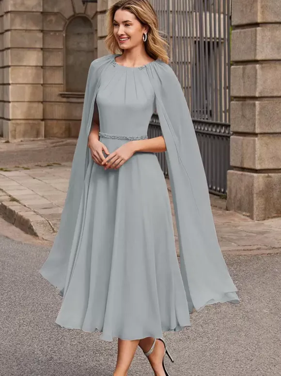 Bridal Mother Dress Jewel Neck Sleeveless Short Sash Guest Dresses For Wedding