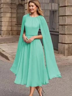 Bridal Mother Dress Jewel Neck Sleeveless Short Sash Guest Dresses For Wedding