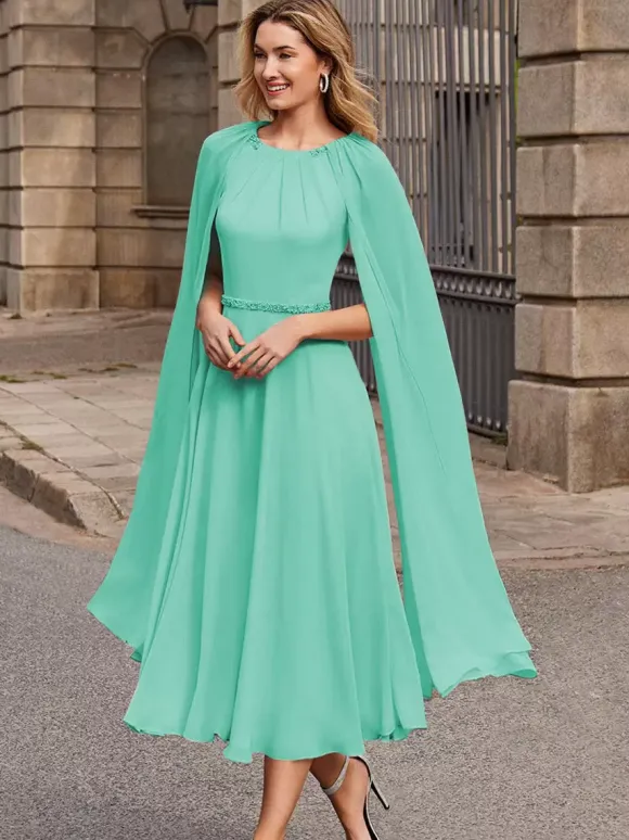 Bridal Mother Dress Jewel Neck Sleeveless Short Sash Guest Dresses For Wedding