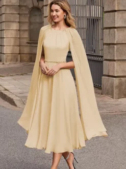 Bridal Mother Dress Jewel Neck Sleeveless Short Sash Guest Dresses For Wedding
