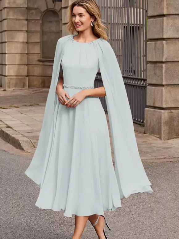 Bridal Mother Dress Jewel Neck Sleeveless Short Sash Guest Dresses For Wedding