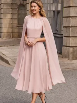 Bridal Mother Dress Jewel Neck Sleeveless Short Sash Guest Dresses For Wedding