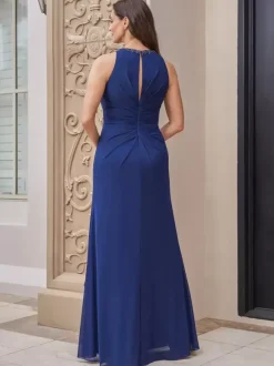 Bridal Mother Dress Jewel Neck Sleeveless A-Line Applique Floor-Length Guest Dresses For Wedding