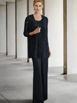 Bridal Mother Dress Jewel Neck 3/4 Length Sleeves A-Line Guest Dresses For Wedding
