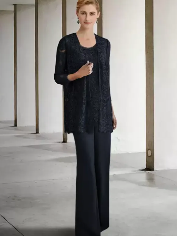 Bridal Mother Dress Jewel Neck 3/4 Length Sleeves A-Line Guest Dresses For Wedding
