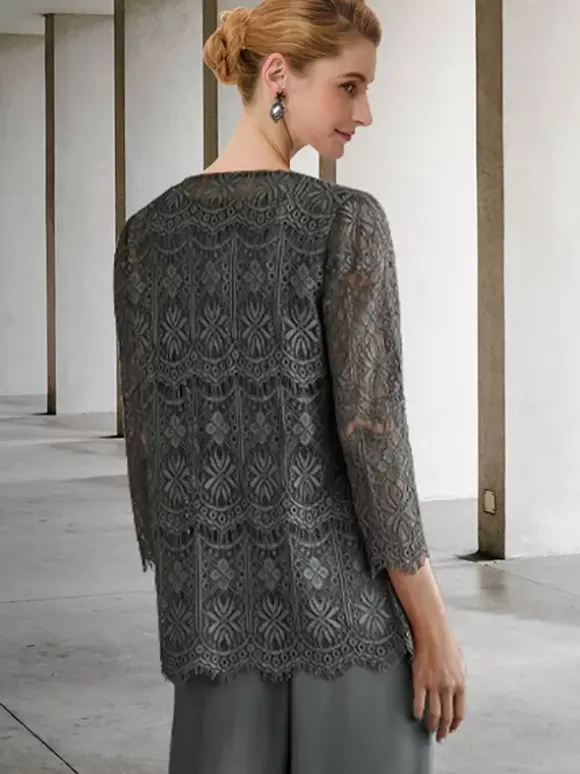 Bridal Mother Dress Jewel Neck 3/4 Length Sleeves A-Line Guest Dresses For Wedding