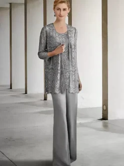 Bridal Mother Dress Jewel Neck 3/4 Length Sleeves A-Line Guest Dresses For Wedding