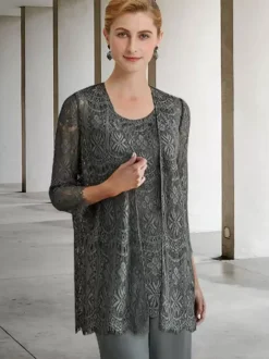 Bridal Mother Dress Jewel Neck 3/4 Length Sleeves A-Line Guest Dresses For Wedding