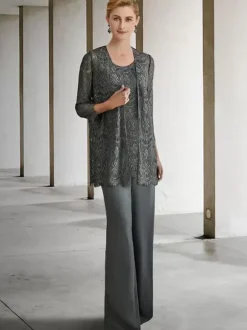 Bridal Mother Dress Jewel Neck 3/4 Length Sleeves A-Line Guest Dresses For Wedding