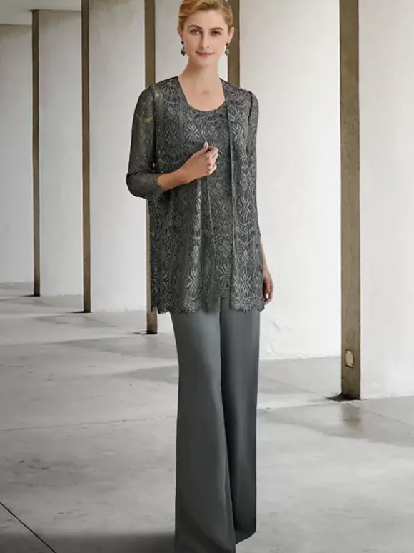 Bridal Mother Dress Jewel Neck 3/4 Length Sleeves A-Line Guest Dresses For Wedding
