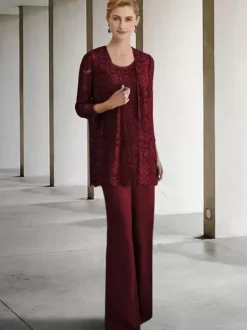 Bridal Mother Dress Jewel Neck 3/4 Length Sleeves A-Line Guest Dresses For Wedding