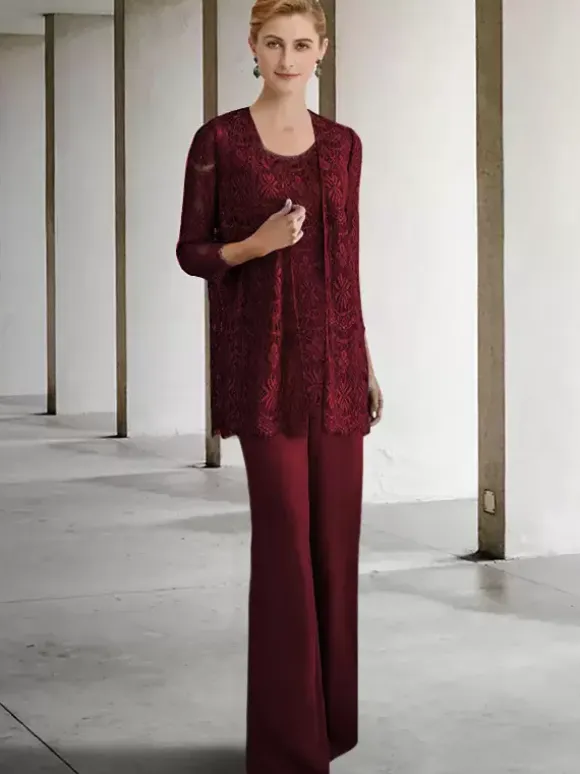 Bridal Mother Dress Jewel Neck 3/4 Length Sleeves A-Line Guest Dresses For Wedding