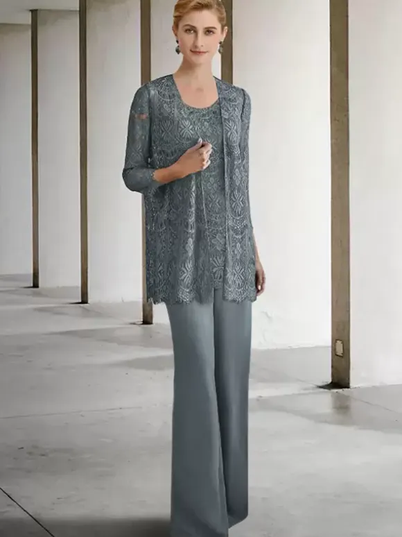 Bridal Mother Dress Jewel Neck 3/4 Length Sleeves A-Line Guest Dresses For Wedding