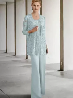 Bridal Mother Dress Jewel Neck 3/4 Length Sleeves A-Line Guest Dresses For Wedding