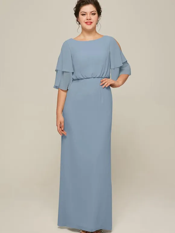 Bridal Mother Dress Jewel Neck Short Sleeves A-Line Split Front Wedding Guest Dresses