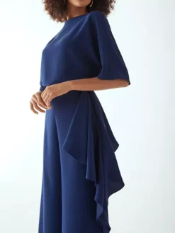 Bridal Mother Dress Jewel Neck Half Sleeves Jumpsuit Ruffles Wedding Guest Dresses