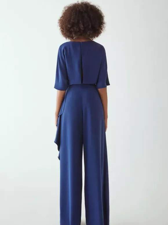 Bridal Mother Dress Jewel Neck Half Sleeves Jumpsuit Ruffles Wedding Guest Dresses