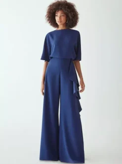 Bridal Mother Dress Jewel Neck Half Sleeves Jumpsuit Ruffles Wedding Guest Dresses