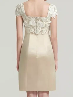 Bridal Mother Dress Lace Jewel Neck Knee-Length Wedding Guest Two-piece Dresses