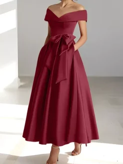 Bridal Mother Dress Off-The-Shoulder Sleeveless A-Line Wedding Guest Dresses