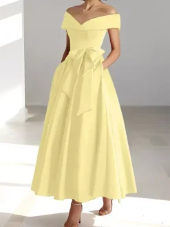 Bridal Mother Dress Off-The-Shoulder Sleeveless A-Line Wedding Guest Dresses