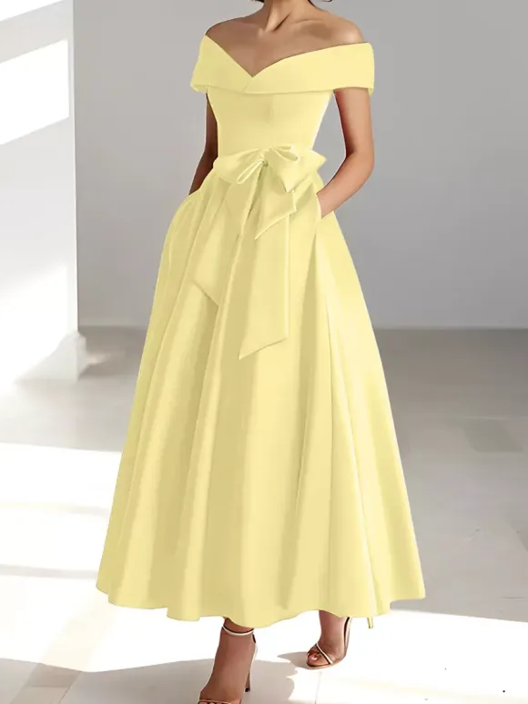 Bridal Mother Dress Off-The-Shoulder Sleeveless A-Line Wedding Guest Dresses