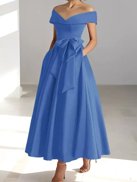 Bridal Mother Dress Off-The-Shoulder Sleeveless A-Line Wedding Guest Dresses
