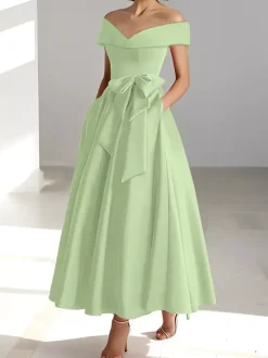 Bridal Mother Dress Off-The-Shoulder Sleeveless A-Line Wedding Guest Dresses