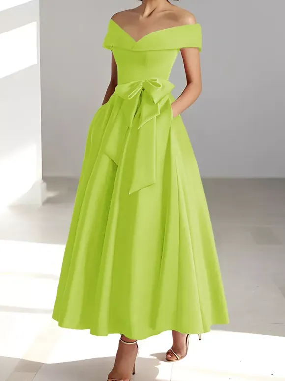 Bridal Mother Dress Off-The-Shoulder Sleeveless A-Line Wedding Guest Dresses