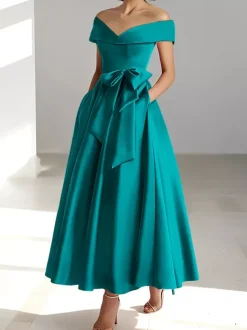 Bridal Mother Dress Off-The-Shoulder Sleeveless A-Line Wedding Guest Dresses
