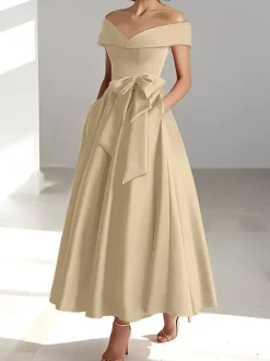 Bridal Mother Dress Off-The-Shoulder Sleeveless A-Line Wedding Guest Dresses