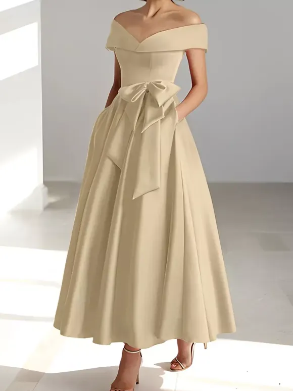 Bridal Mother Dress Off-The-Shoulder Sleeveless A-Line Wedding Guest Dresses