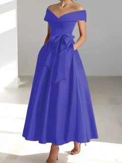Bridal Mother Dress Off-The-Shoulder Sleeveless A-Line Wedding Guest Dresses