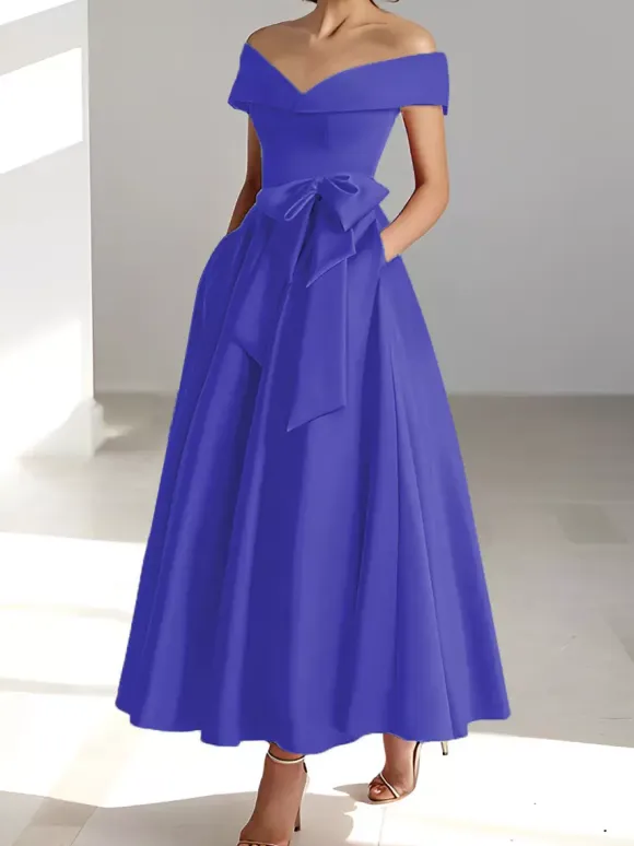 Bridal Mother Dress Off-The-Shoulder Sleeveless A-Line Wedding Guest Dresses