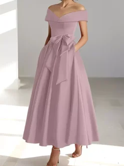 Bridal Mother Dress Off-The-Shoulder Sleeveless A-Line Wedding Guest Dresses