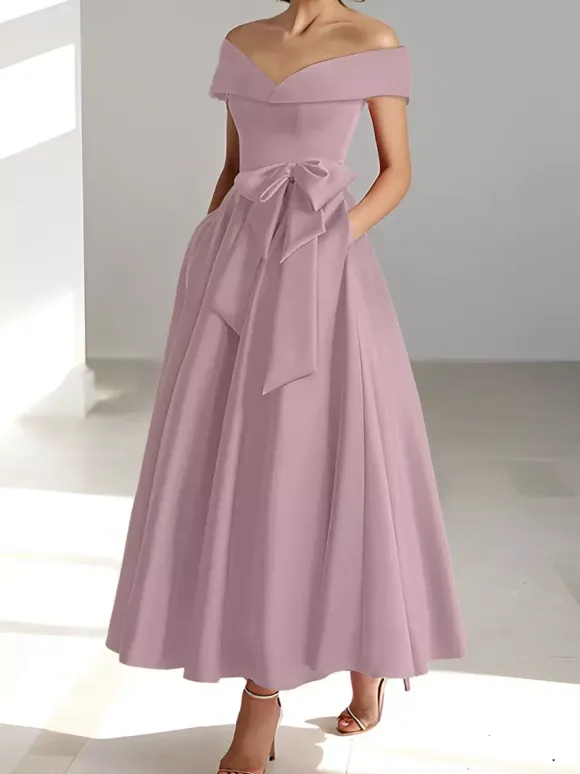Bridal Mother Dress Off-The-Shoulder Sleeveless A-Line Wedding Guest Dresses