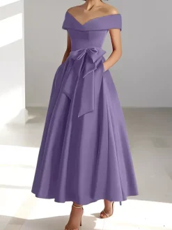 Bridal Mother Dress Off-The-Shoulder Sleeveless A-Line Wedding Guest Dresses