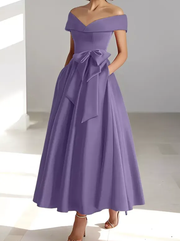 Bridal Mother Dress Off-The-Shoulder Sleeveless A-Line Wedding Guest Dresses
