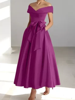 Bridal Mother Dress Off-The-Shoulder Sleeveless A-Line Wedding Guest Dresses