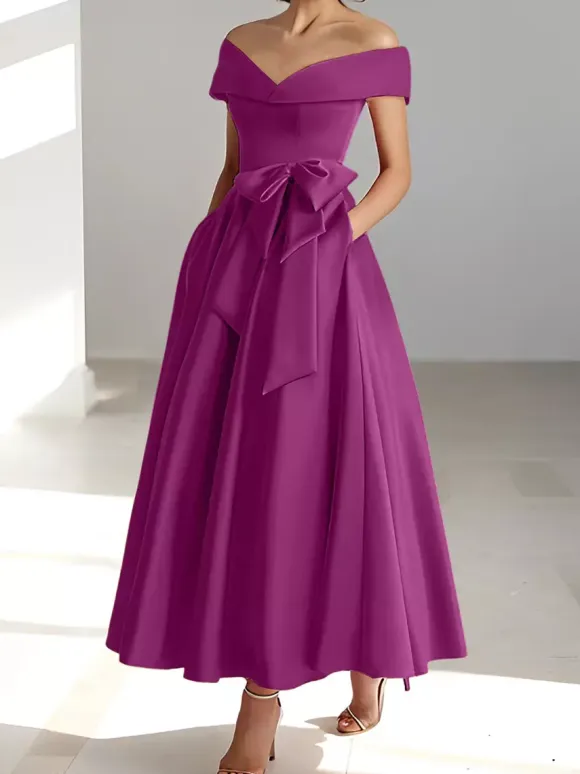 Bridal Mother Dress Off-The-Shoulder Sleeveless A-Line Wedding Guest Dresses
