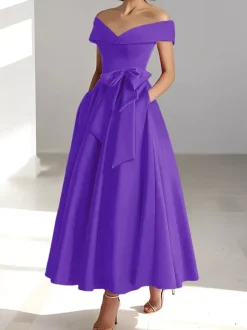 Bridal Mother Dress Off-The-Shoulder Sleeveless A-Line Wedding Guest Dresses