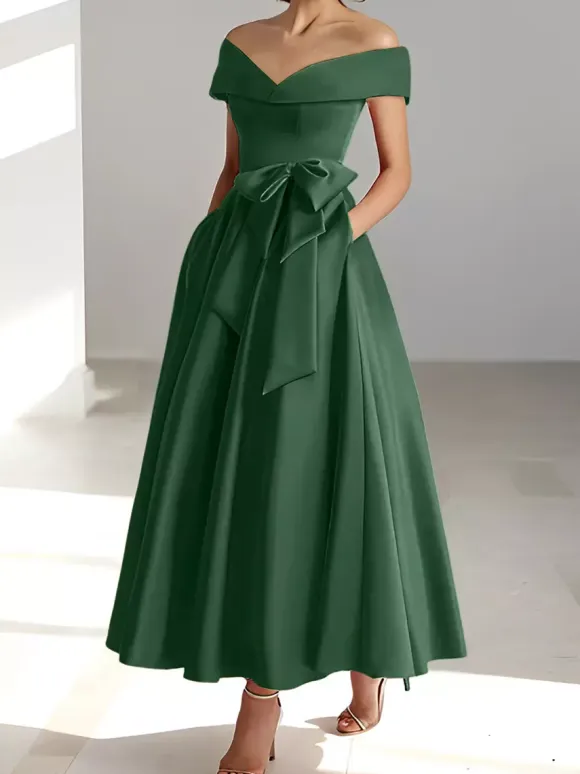 Bridal Mother Dress Off-The-Shoulder Sleeveless A-Line Wedding Guest Dresses