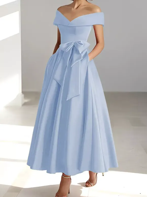 Bridal Mother Dress Off-The-Shoulder Sleeveless A-Line Wedding Guest Dresses