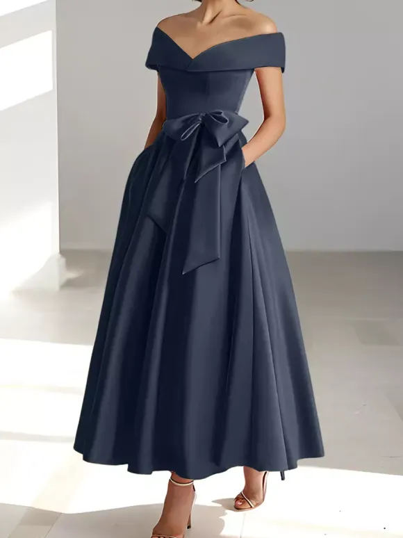 Bridal Mother Dress Off-The-Shoulder Sleeveless A-Line Wedding Guest Dresses