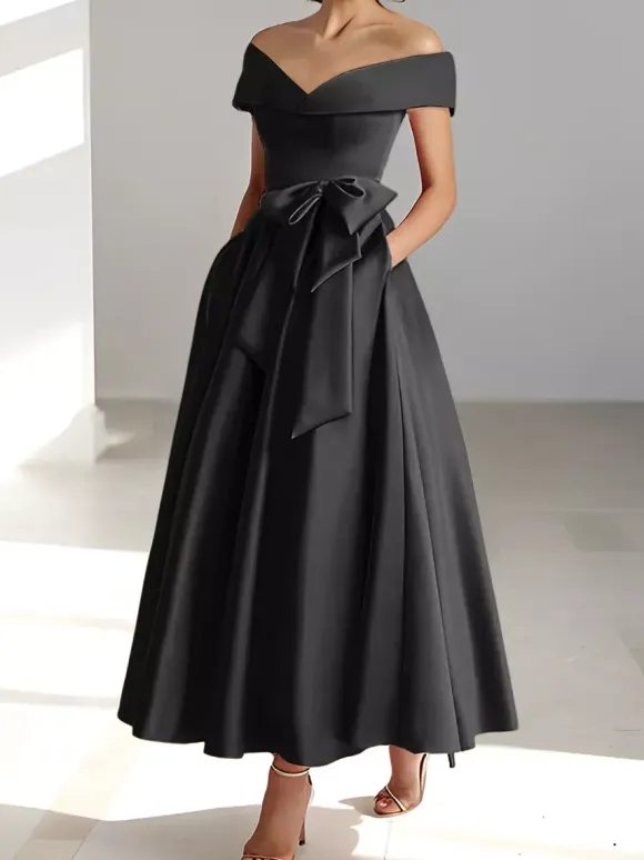 Bridal Mother Dress Off-The-Shoulder Sleeveless A-Line Wedding Guest Dresses